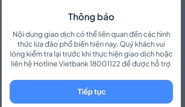 VietBank tăng cường kiểm soát rủi ro giao dịch trên ngân hàng số
