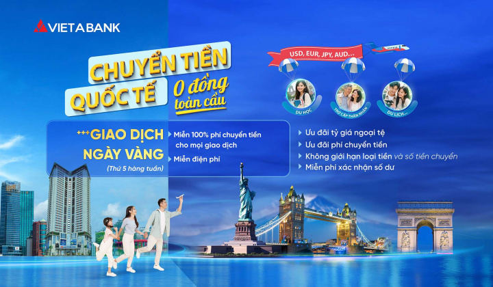 VietABank miễn phí chuyển tiền quốc tế vào “Ngày vàng Thứ 5”
