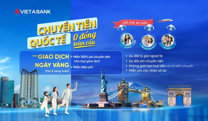 VietABank miễn phí chuyển tiền quốc tế vào “Ngày vàng Thứ 5”