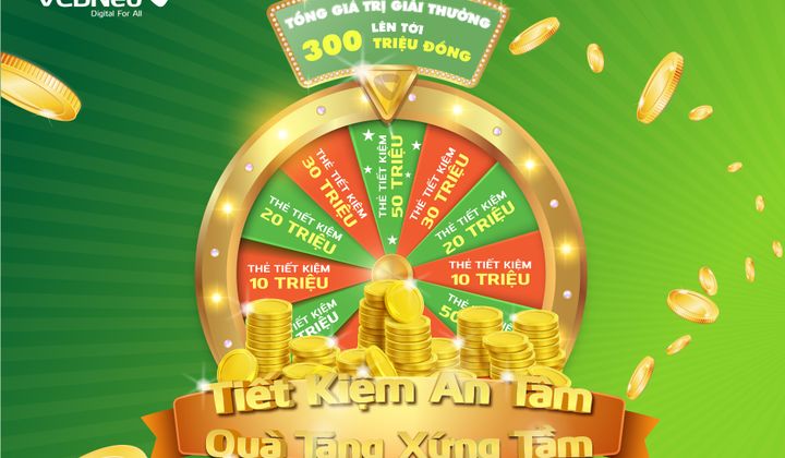 VCBNeo triển khai ưu đãi tiết kiệm với giải thưởng 300 triệu đồng