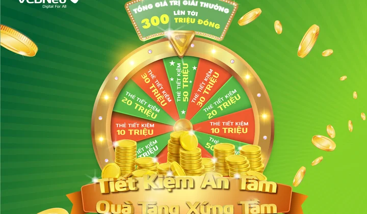 VCBNeo triển khai ưu đãi tiết kiệm với giải thưởng 300 triệu đồng