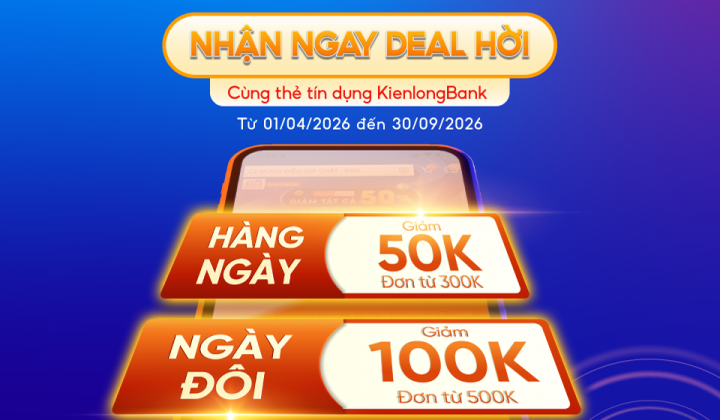 Chủ thẻ KienlongBank giảm tới 100.000 đồng khi mua sắm trên Shopee