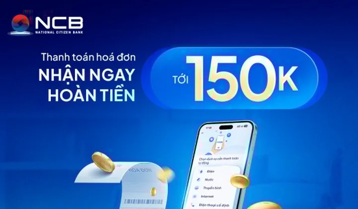 NCB ưu đãi thanh toán hóa đơn trên ứng dụng số NCB iziMobile