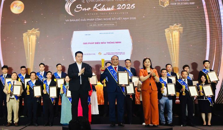Agribank được vinh danh 02 giải thưởng Sao Khuê 2026 với hai giải pháp công nghệ số tiêu biểu