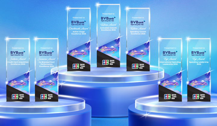 Dẫn đầu phát hành & chi tiêu thẻ JCB - BVBank ghi dấu ấn hoạt động thẻ 2025 với 7 giải thưởng quan trọng