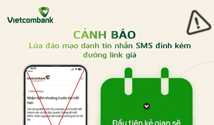 Vietcombank cảnh báo lừa đảo mạo danh SMS thông báo điểm thưởng hết hạn