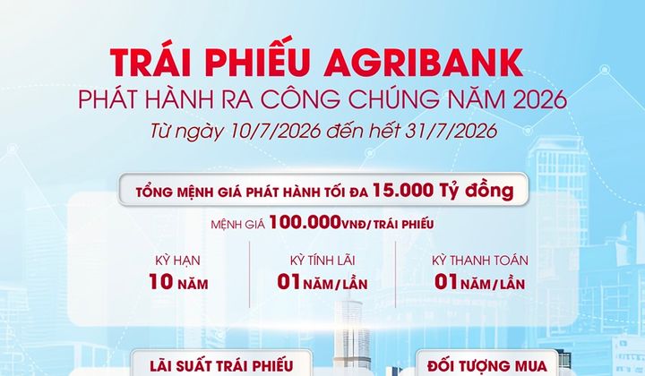 Agribank chào bán 15.000 tỷ đồng trái phiếu ra công chúng 2026