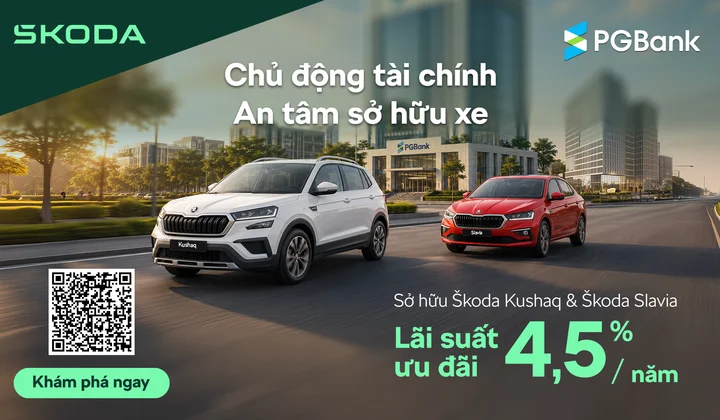 PGBank ưu đãi lãi suất từ 4,5%/năm cho khách hàng vay mua xe Škoda