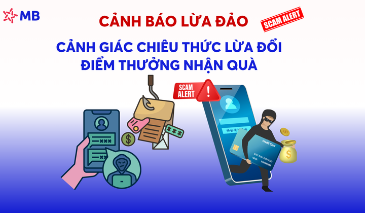 MB cảnh báo thủ đoạn giả mạo ngân hàng để lừa đảo đổi điểm thưởng, nhận quà