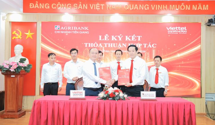 Agribank chi nhánh Tiền Giang và Chi nhánh Công trình Viettel Đồng Tháp ký kết thỏa thuận hợp tác chiến lược