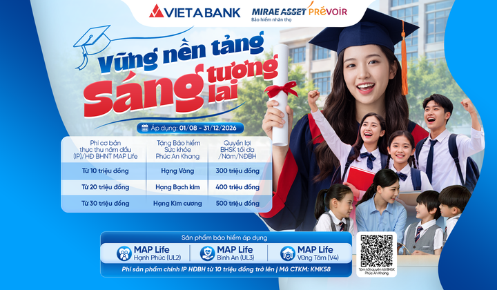 VietABank triển khai chương trình tặng bảo hiểm sức khỏe cho khách hàng mua bảo hiểm nhân thọ MAP Life