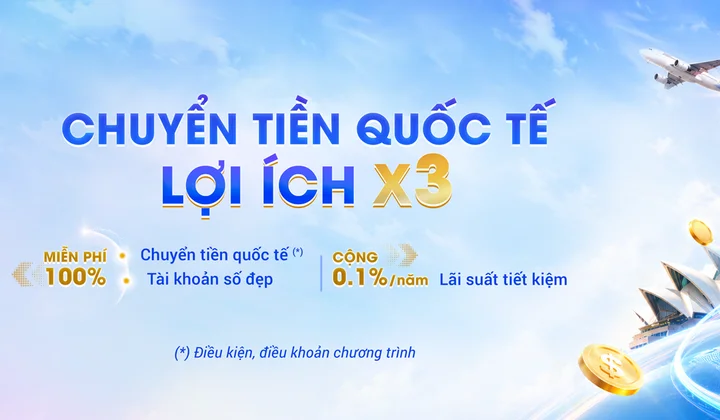 Vietbank miễn phí chuyển tiền quốc tế, cộng lãi suất tiền gửi