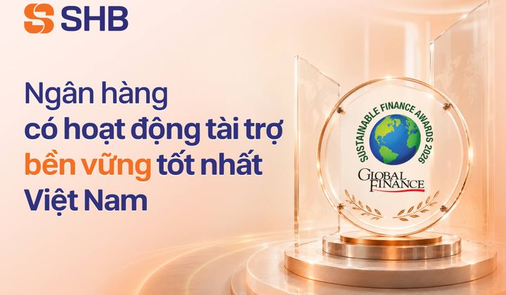 SHB năm thứ tư liên tiếp được Global Finance vinh danh "Ngân hàng có hoạt động Tài trợ Bền vững tốt nhất Việt Nam"