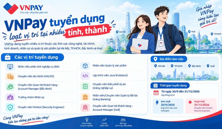 VNPay tuyển dụng nhiều vị trí việc làm hấp dẫn