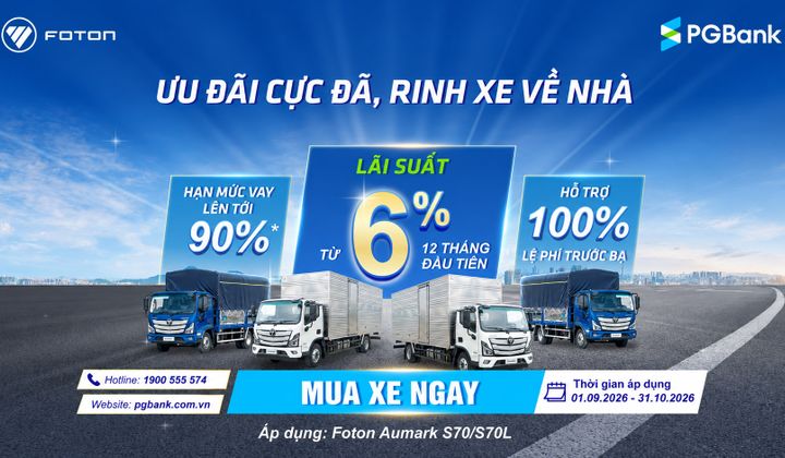 PGBank triển khai chương trình ưu đãi lãi suất cho khách hàng mua xe tải Foton