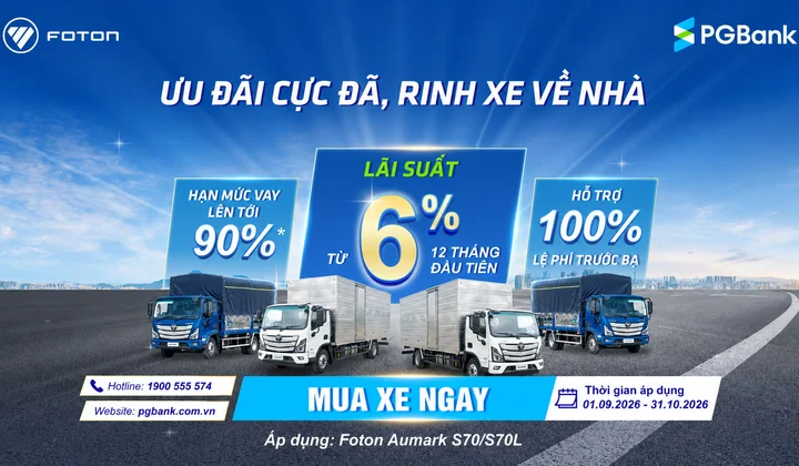 PGBank triển khai chương trình ưu đãi lãi suất cho khách hàng mua xe tải Foton