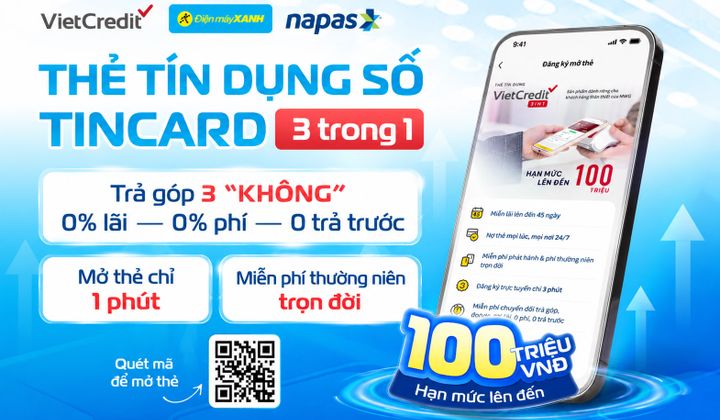 VietCredit ra mắt thẻ tín dụng nội địa số TinCard 3 trong 1