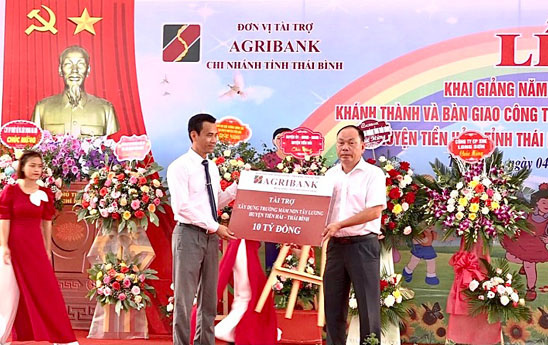Agribank Thái Bình hỗ trợ 10 tỷ đồng xây dựng Trường mầm non Tây Lương