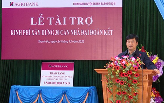 Agribank tài trợ xây dựng 30 căn nhà Đại Đoàn kết cho huyện Thanh Ba