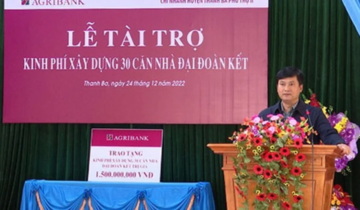 Agribank tài trợ xây dựng 30 căn nhà Đại Đoàn kết cho huyện Thanh Ba