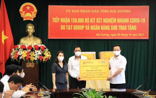 Tập đoàn T&T Group và SHB hỗ trợ tỉnh Hải Dương 150.000 bộ kit xét nghiệm nhanh