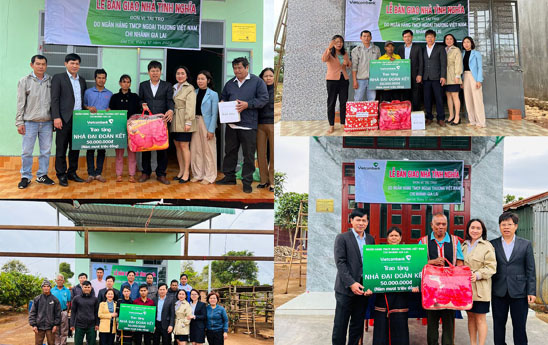 Vietcombank Gia Lai trao tặng 5 căn nhà tình nghĩa cho các gia đình có hoàn cảnh khó khăn