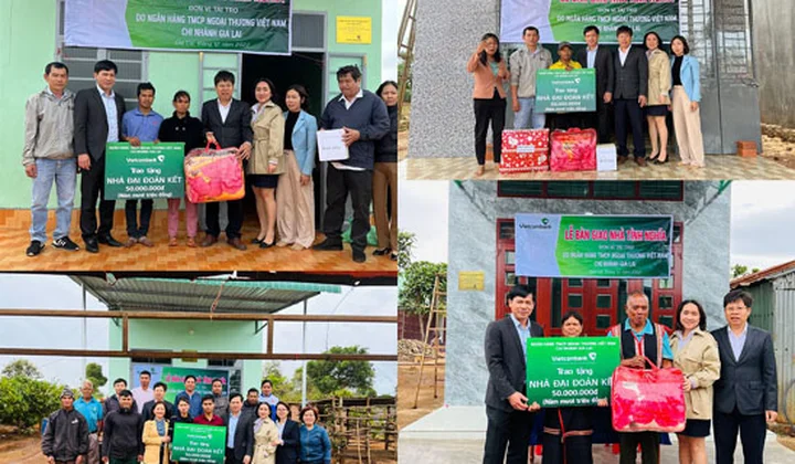 Vietcombank Gia Lai trao tặng 5 căn nhà tình nghĩa cho các gia đình có hoàn cảnh khó khăn