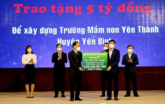 Vietcombank tài trợ 5 tỷ đồng xây dựng Trường mầm non xã Yên Thành