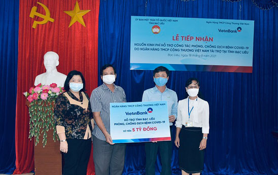 VietinBank hỗ trợ tỉnh Bạc Liêu 5 tỷ đồng phòng, chống dịch COVID-19