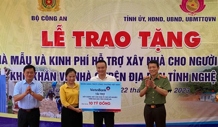 VietinBank tài trợ xây dựng 200 căn nhà ở cho hộ nghèo tại Nghệ An
