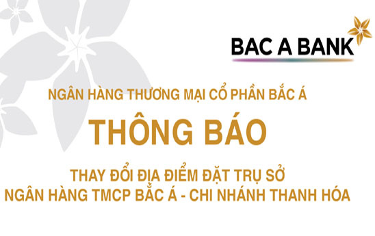 BacABank Thanh Hóa chuyển địa điểm mới