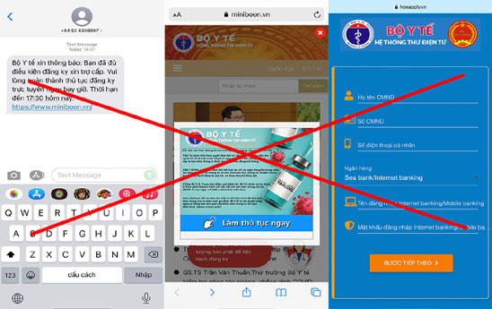 Cảnh báo thủ đoạn giả mạo website của Bộ Y tế để lừa đảo trợ cấp Covid-19