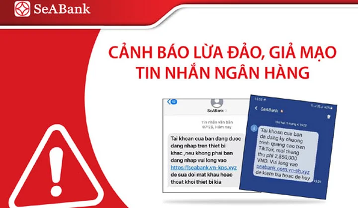 Cảnh báo tin nhắn giả mạo thương hiệu SeABank