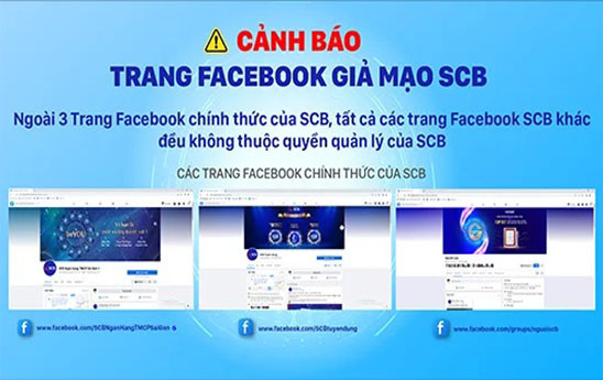 Cảnh báo trang Facebook giả mạo SCB
