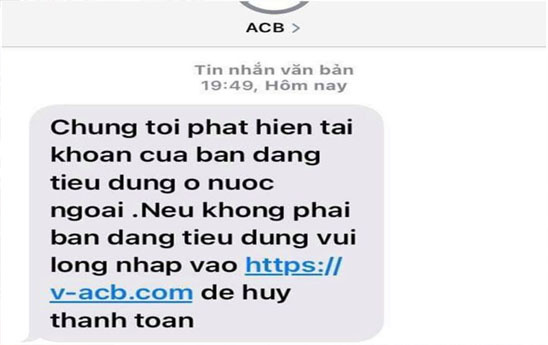 Cảnh báo về tin nhắn lừa đảo mạo danh ngân hàng