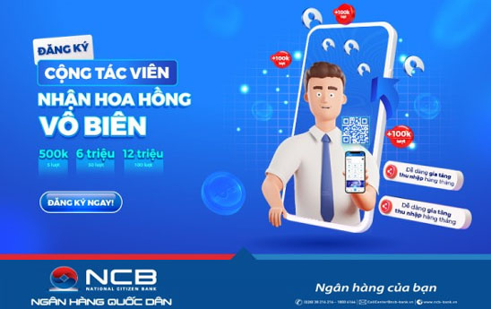 Đăng ký Cộng tác viên của NCB nhận ngay 100.000 VNĐ cho mỗi lượt giới thiệu iziMobile thành công