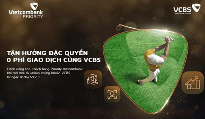 Khách hàng Vietcombank Priority được miễn phí giao dịch chứng khoán khi mở mới tài khoản tại VCBS