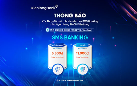 KienlongBank điều chỉnh mức phí cho dịch vụ SMS Banking