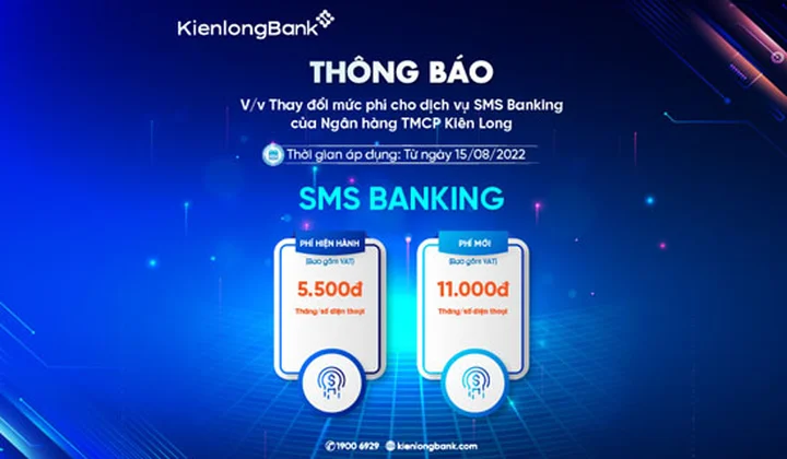 KienlongBank điều chỉnh mức phí cho dịch vụ SMS Banking
