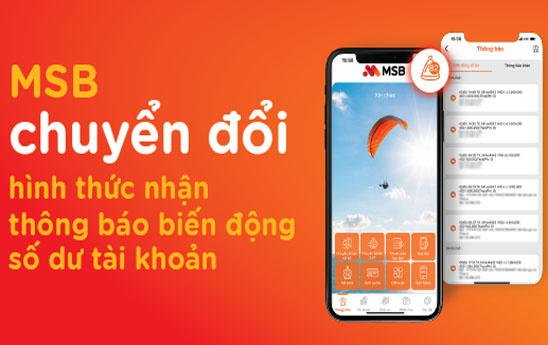 MSB thông báo thay đổi hình thức nhận biến động số dư thẻ tín dụng