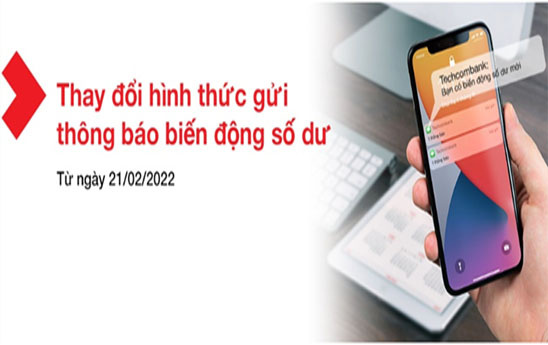 Techcombank thay đổi về hình thức gửi thông báo biến động số dư