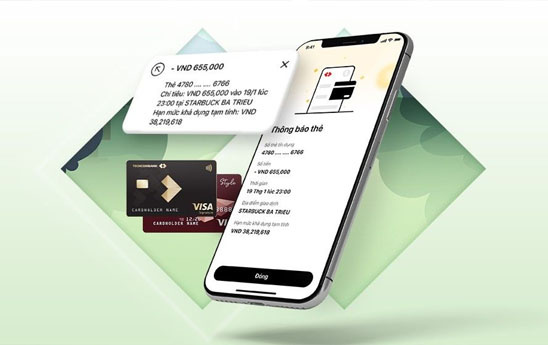 Techcombank thay thế việc gửi tin nhắn SMS về giao dịch thẻ tín dụng sang thông báo trên Techcombank Mobile