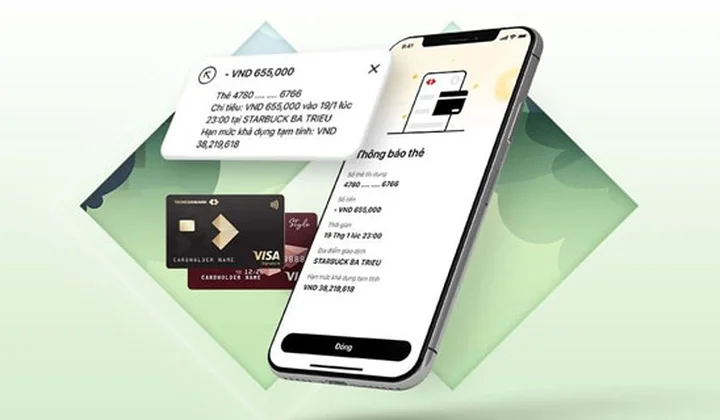 Techcombank thay thế việc gửi tin nhắn SMS về giao dịch thẻ tín dụng sang thông báo trên Techcombank Mobile