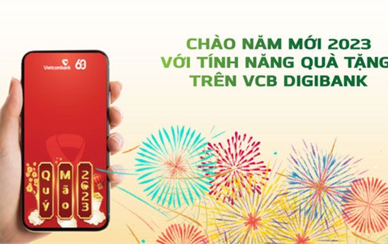 VCB Digibank giúp khách hàng lì xì theo hình thức chuyển khoản kèm thiệp và lời chúc ý nghĩa nhân dịp chào đón năm mới 2023