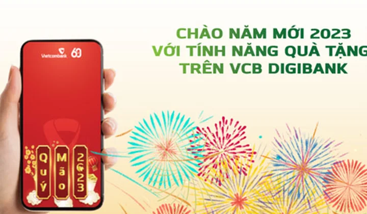 VCB Digibank giúp khách hàng lì xì theo hình thức chuyển khoản kèm thiệp và lời chúc ý nghĩa nhân dịp chào đón năm mới 2023