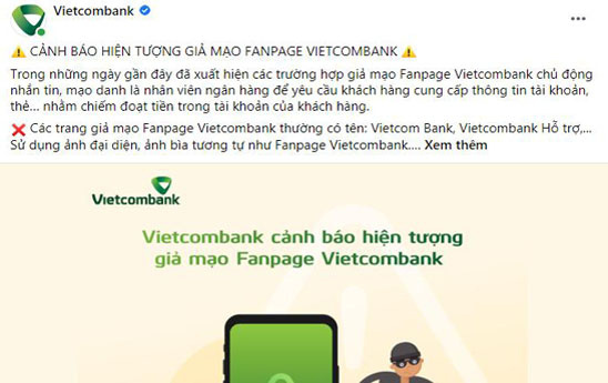 Xuất hiện loạt Fanpage giả mạo Vietcombank