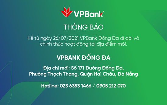VPBank Đống Đa thay đổi địa điểm hoạt động