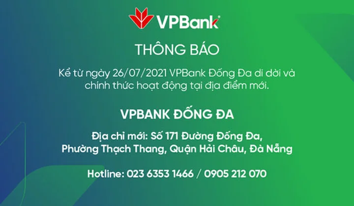 VPBank Đống Đa thay đổi địa điểm hoạt động