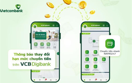 Vietcombank điều chỉnh hạn mức giao dịch nộp tiền giao dịch chứng khoán trên VCB Digibank
