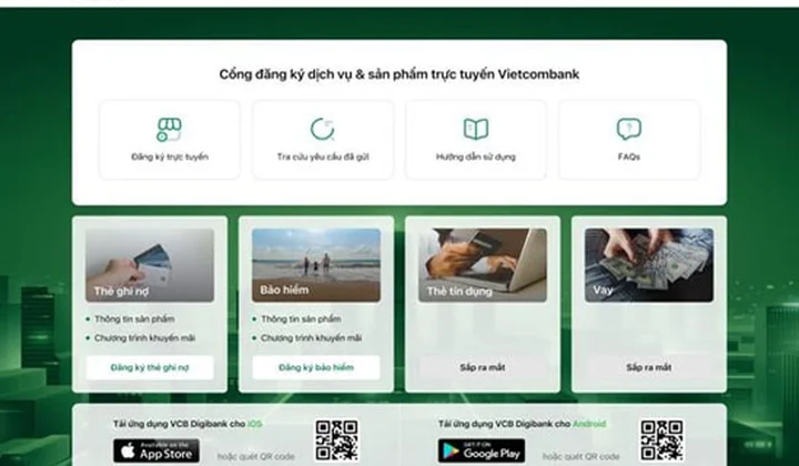 Vietcombank thí điểm triển khai “Cổng đăng ký sản phẩm dịch vụ trực tuyến”